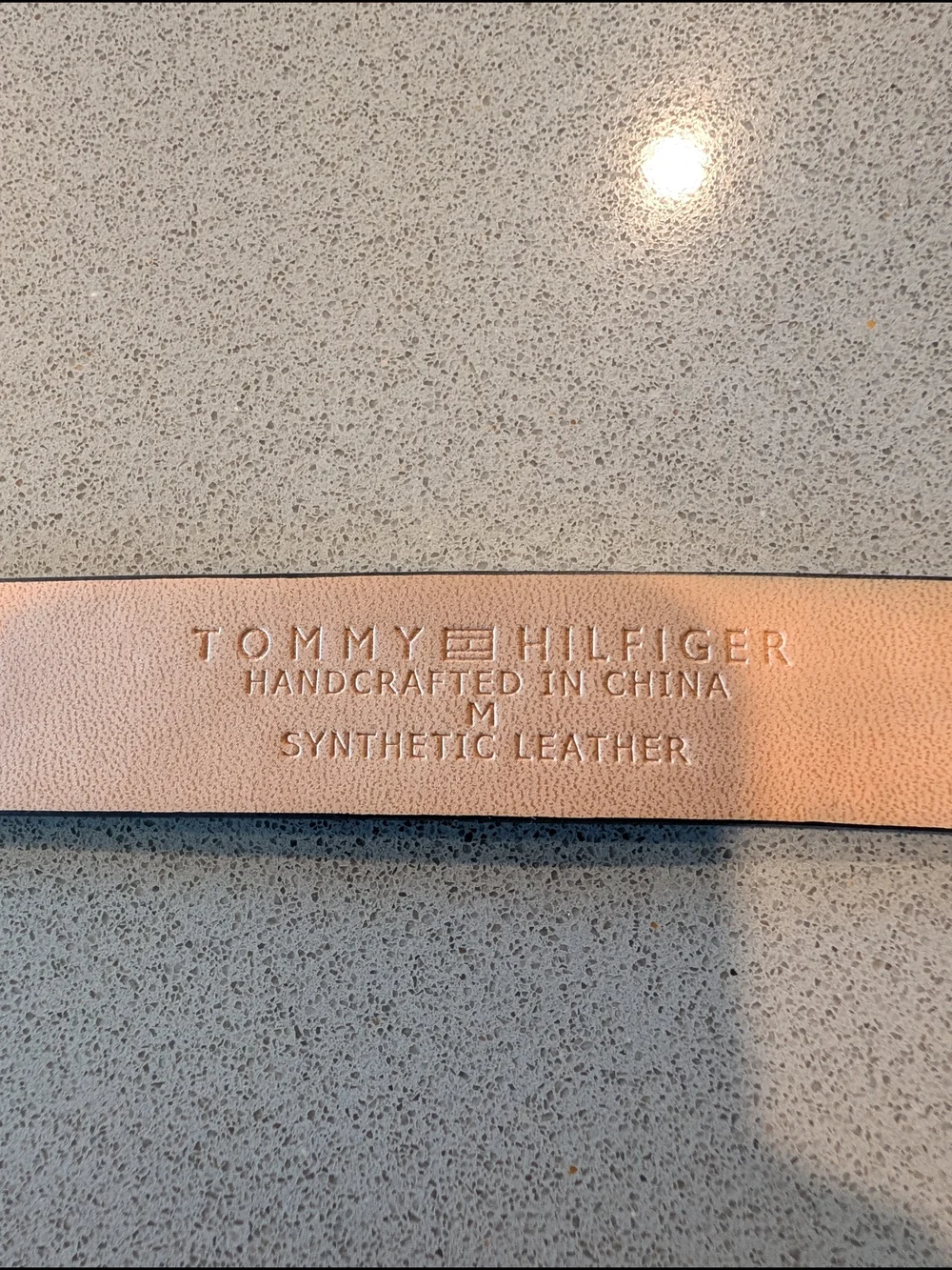 Tommy Hilfiger Black Leather Belt with Heart Flag Buckle in Red, White & Black